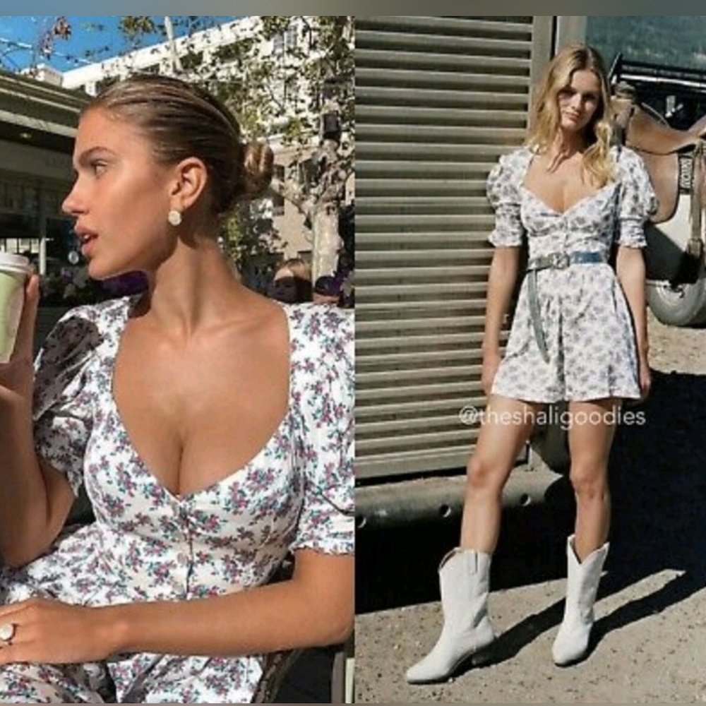 For Love And Lemons White Floral Dress Small Euc - Picture 6 of 12